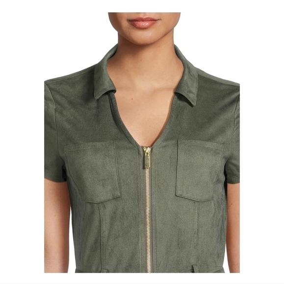 NO BOUNDARIES Junior Khaki Green Utility Romper - Picture 2 of 13